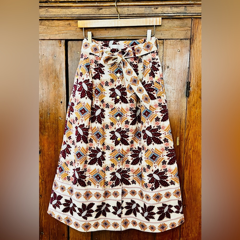 Cara Cara Printed Denim Skirt Size Small